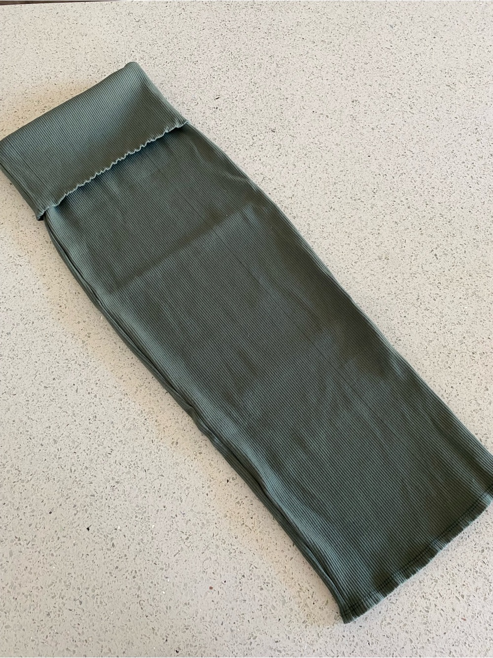 Fashion Nova Olive Ribbed Fold-Over Waistband high waisted pencil skirt